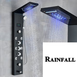 LED Shower Panel Tower Massage System Rain&Waterfall Jets Faucet Stainless Steel