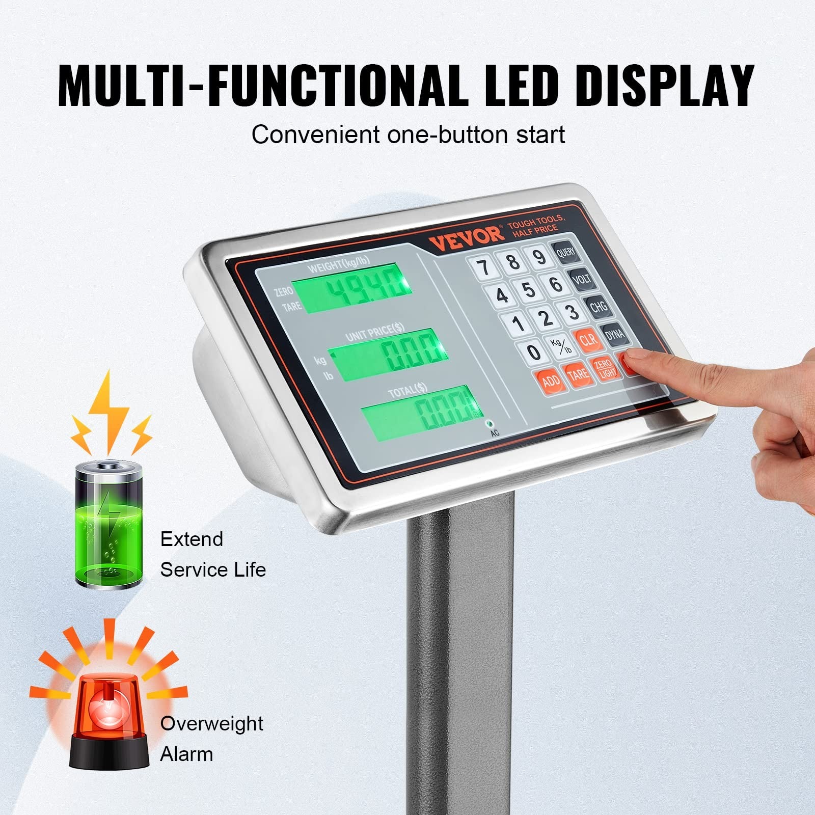 Computing Digital Platform Scale, 660 lbs Load, 0.1 lbs Accuracy Computing Floor