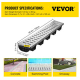 Drainage Trench Driveway Channel Drain Kit Metal Grate-5.8"x3.1"-5 Pack