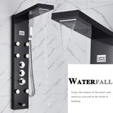 LED Shower Panel Tower Massage System Rain&Waterfall Jets Faucet Stainless Steel