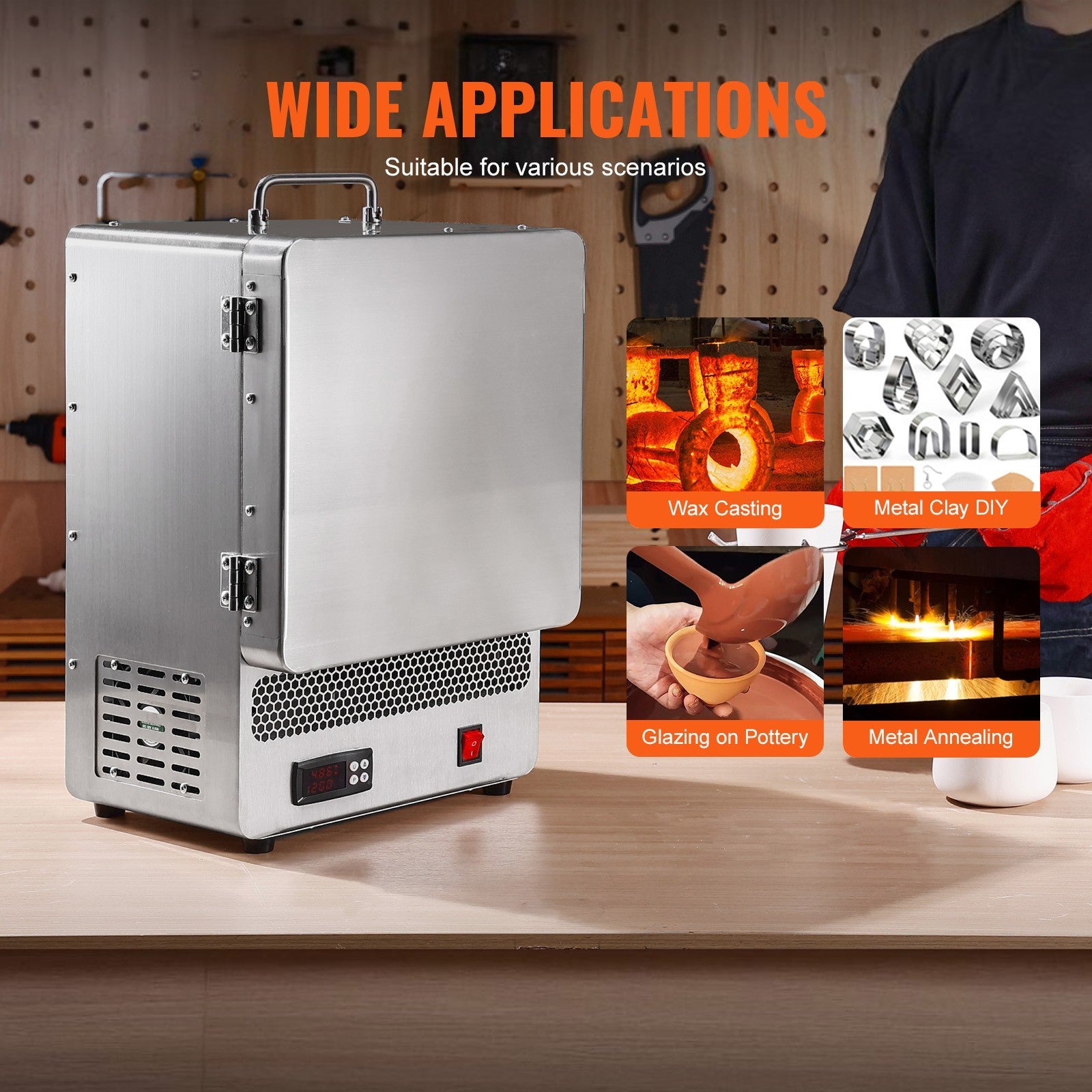 Tabletop Kiln Melter 1500W Electric Melting Furnace for Wax Casting Metal