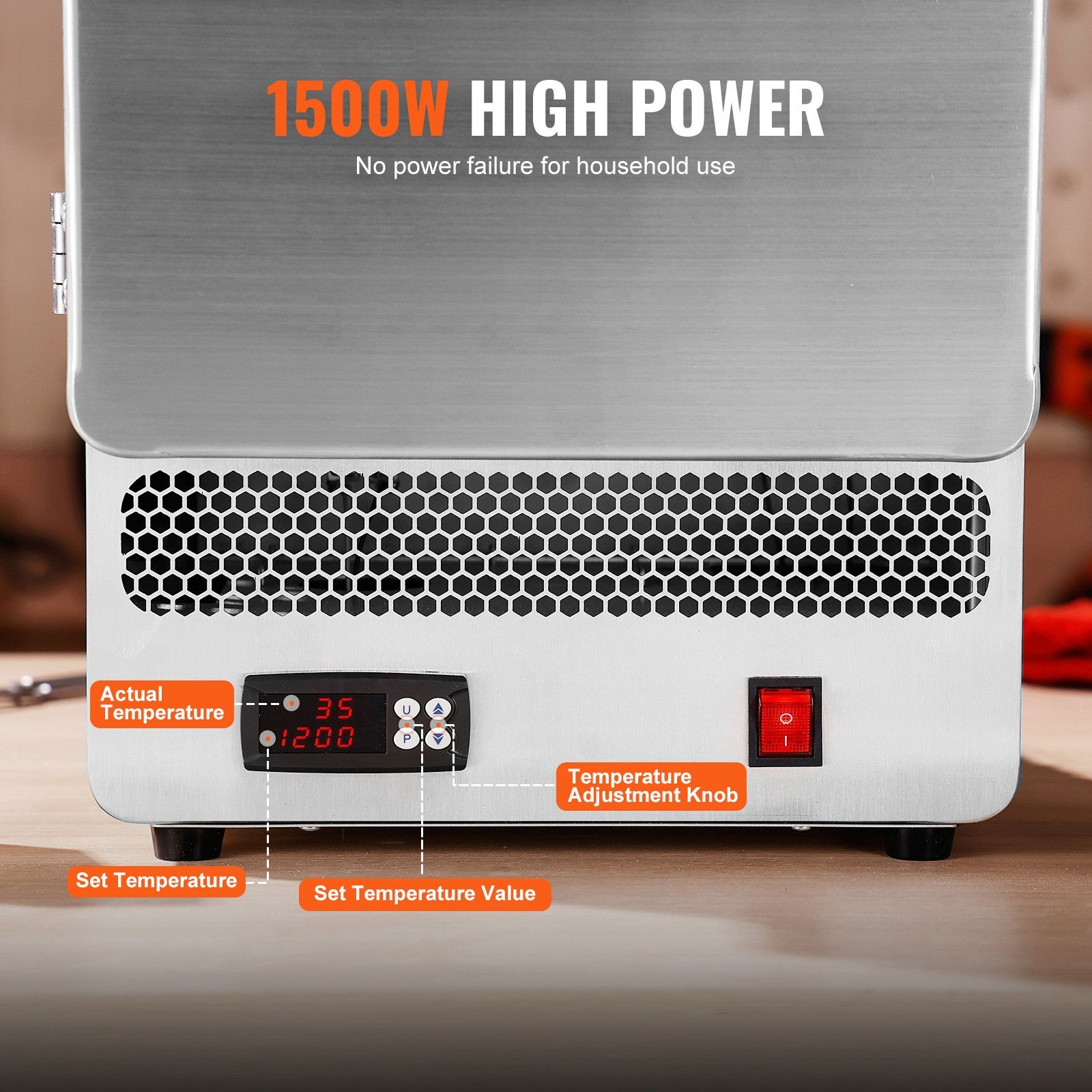 Tabletop Kiln Melter 1500W Electric Melting Furnace for Wax Casting Metal