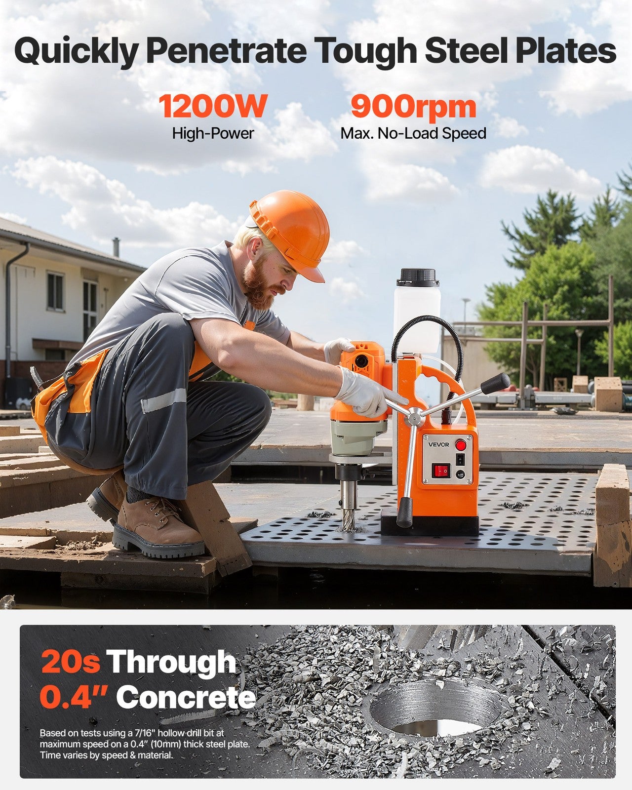 VEVOR Magnetic Drill Press Mag Drill Press 1200 W 1.5 in Boring Diameter 900 RPM