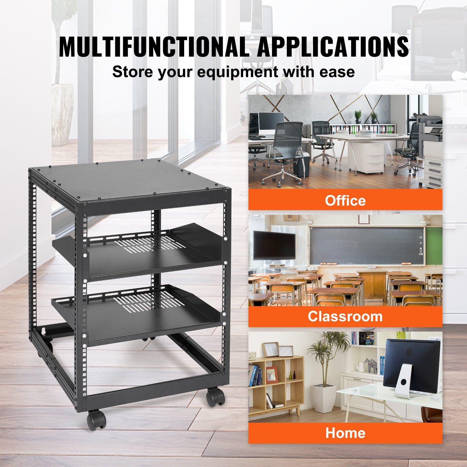 12U 4 Post Open Frame Server Rack Network Enclosure 23''-40'' Adjustable