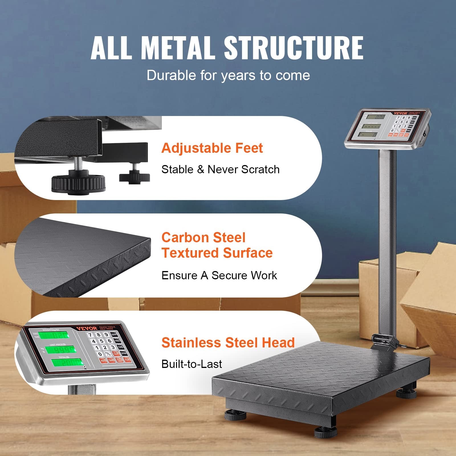 Computing Digital Platform Scale, 660 lbs Load, 0.1 lbs Accuracy Computing Floor
