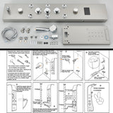 LED Shower Panel Tower Massage System Rain&Waterfall Jets Faucet Stainless Steel
