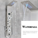 LED Shower Panel Tower Massage System Rain&Waterfall Jets Faucet Stainless Steel