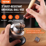 VEVOR Ball Vise, 3" Engraving Setting Tool, 3 Inch-30 pcs attachment, Silver