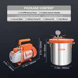 VEVOR 5 Gallon Vacuum Chamber and 3.5CFM Single Stage Pump Degassing Chamber Kit