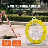 Fish Tape Puller Fiberglass 425 ft 1/4 inch Wire Cable Running Duct Rodder