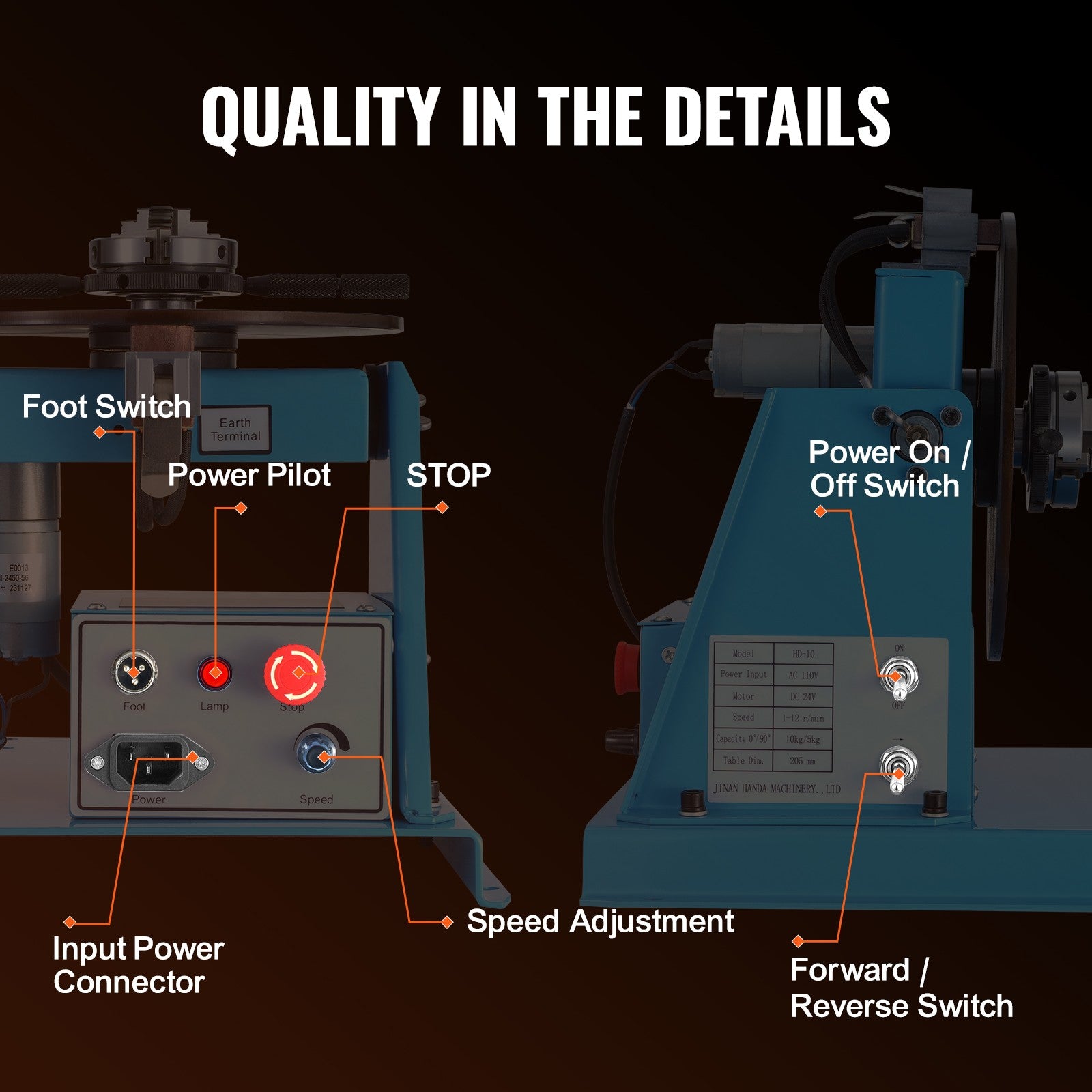 Uimoso 10KG Rotary Welding Positioner 0-90° Positioning Turntable Table 1-12RPM