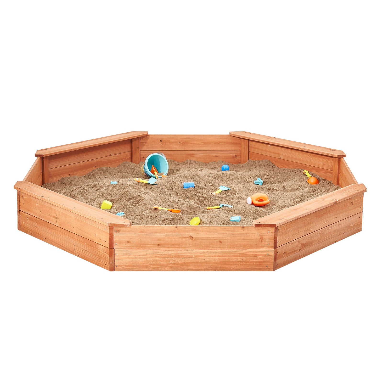 Uimoso Wooden Sandbox with Cover Octagonal Sand Box Sand Pit Outdoor Ages 3-12