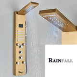 LED Shower Panel Tower Massage System Rain&Waterfall Jets Faucet Stainless Steel