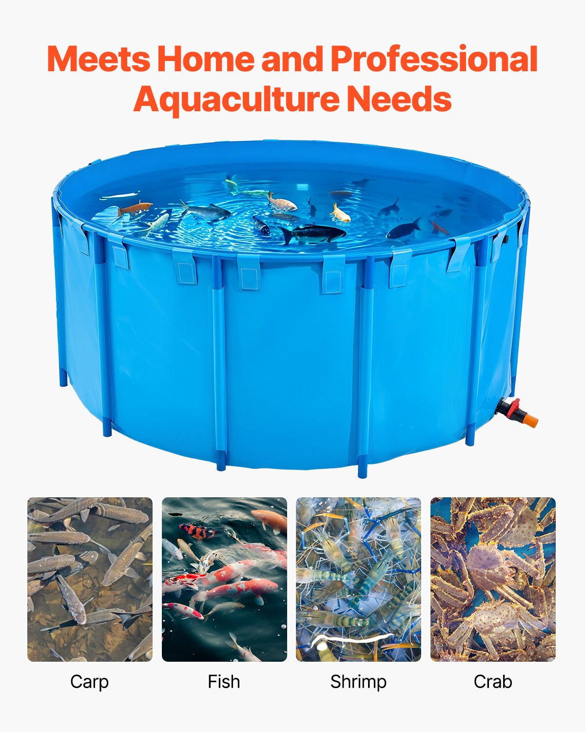 VEVOR Canvas Fish Pond, 1320 Gal Capacity Above Ground Fish Pond, Foldable PVC K