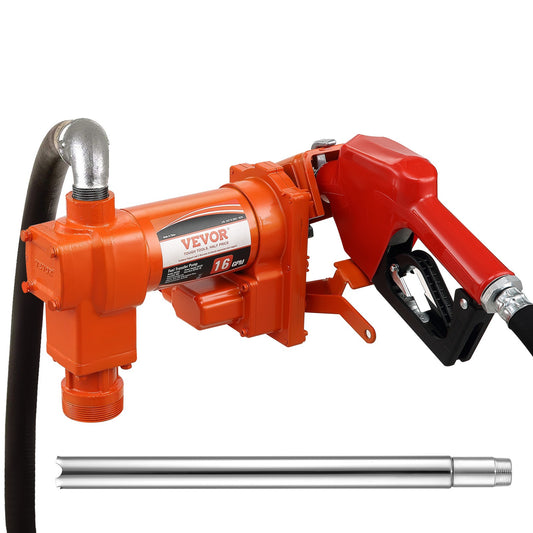 Fuel Transfer Pump Gasoline Pump 16GPM 12V with Hose & Nozzle for Diesel