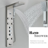 LED Shower Panel Tower Massage System Rain&Waterfall Jets Faucet Stainless Steel