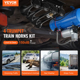 VEVOR Train Horns Kit 4 Trumpet Air Horn Kit 120 psi Air Compressor 1.6 Gal Tank