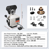 AL-310S X-AXIS Power Feed Milling Machine 450in-lb peak 0-200RAL-310S Bridgeport