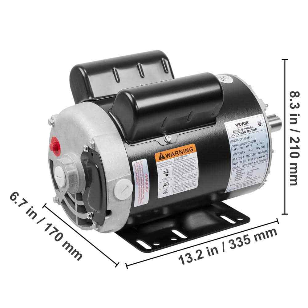 VEVOR 5HP Air Compressor Motor 3450 RPM Single Phase Electric Motor 7/8 in.