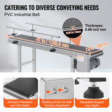 VEVOR Belt Conveyor PVC Stainless Steel Belt Conveyor 47"x7.8" Double Guardrail