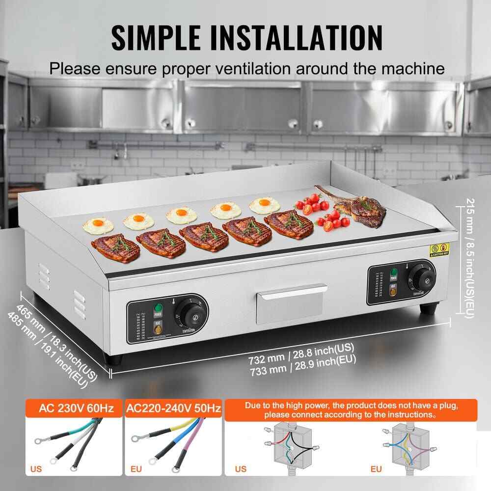 VEVOR Commercial Electric Griddle, 4400W Countertop Flat Top Grill,28.74"x15.75"