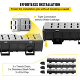 VEVOR Drainage Trench Driveway Channel Drain Kit Metal Grate-5.8"x5.2"-3 Pack