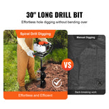 VEVOR Post Hole Digger 43cc Gas Powered Earth Digger with 8" Auger Drill Bit