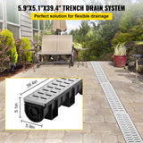 VEVOR Drainage Trench Driveway Channel Drain Kit Metal Grate-5.8"x5.2"-3 Pack