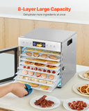 VEVOR Commercial 8 Trays Food Dehydrator Stainless Fruit Meat Jerky Drying Dryer