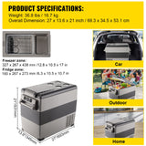 55L Portable Travel Car Refrigerator Freezer Truck Mini Fridge Camping 12V 24V