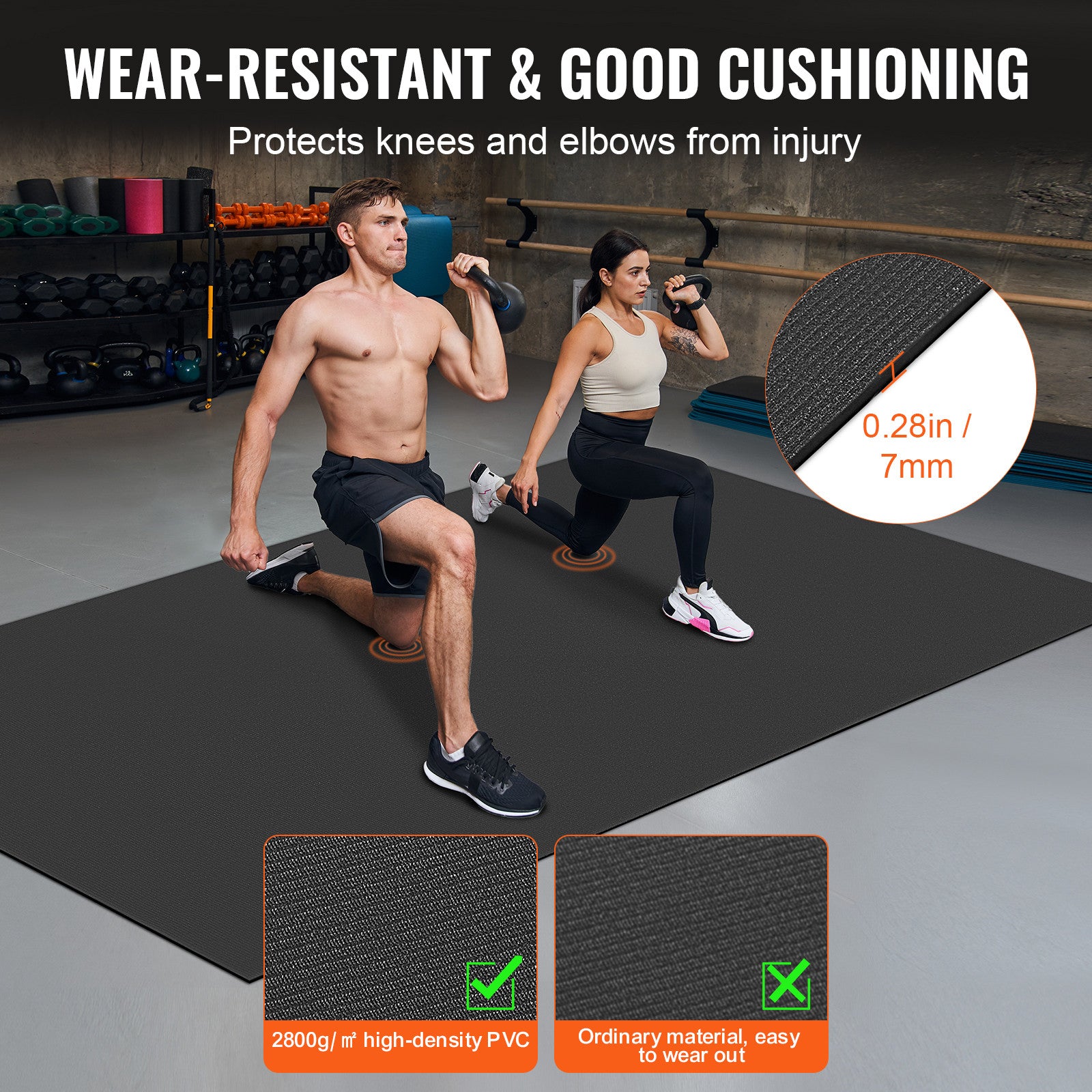VEVOR Exercise Mat Non Slip Yoga Mat Gym Fitness Pilate Workout Mat (10x6ft)