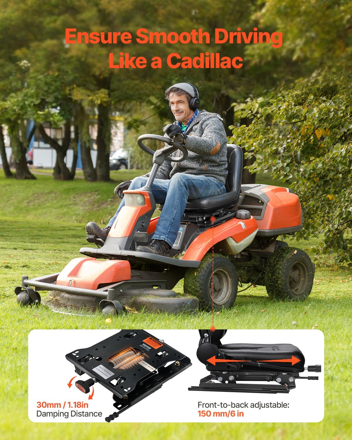 VEVOR Universal Seat Suspension Kit for Lawn Mower Skid Steer Forklift Tractor