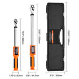 VEVOR Digital Torque Wrench Set 2Pieces 1/2 3/8 In Drive 72-Tooth Electronic LED