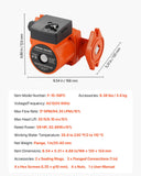 VEVOR 1/9 HP Cast Iron Circulator Pump - 17 GPM, 120V for Hot Water & Heating