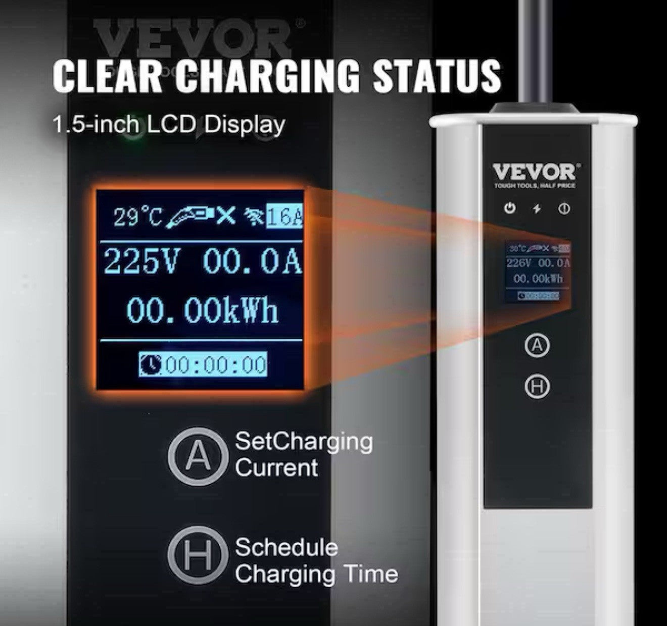 VEVOR Level 2 EV Charger 40A/32A/24A/16A 240V Electric Home EV Charging Station