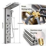 LED Shower Panel Tower Massage System Rain&Waterfall Jets Faucet Stainless Steel