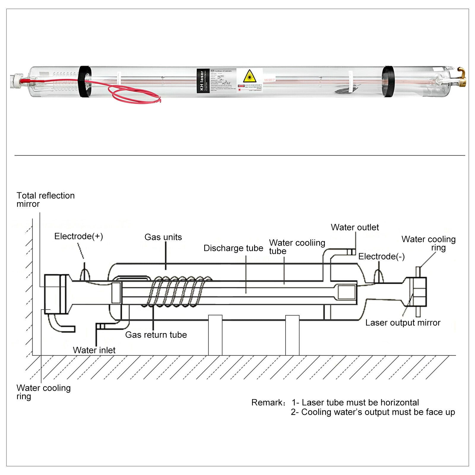 VEVOR CO2 laser tube 40W/50W/60W/80W/100W/130W suitable for CO2 laser engraving