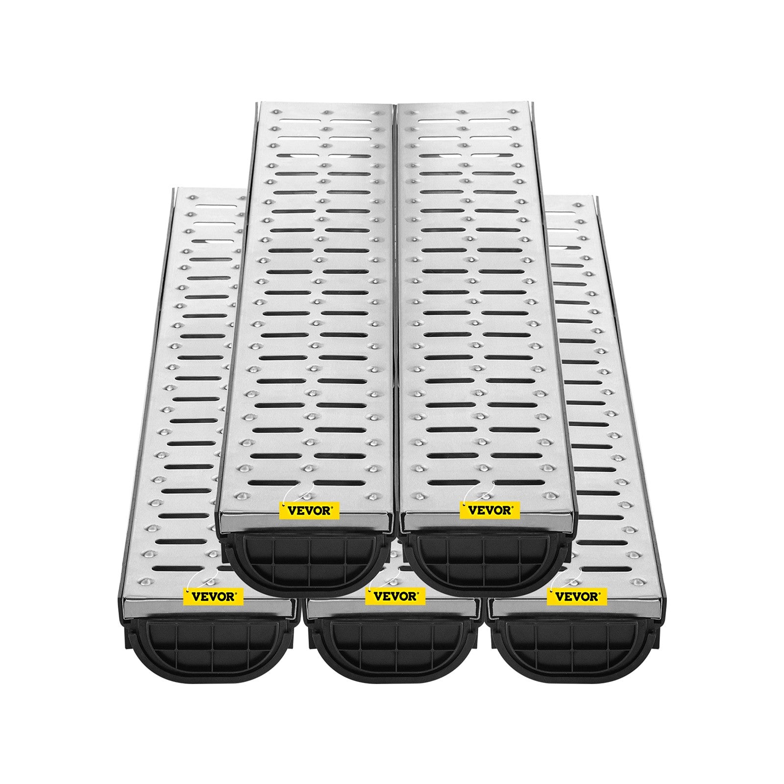 Drainage Trench Driveway Channel Drain Kit Metal Grate-5.8"x3.1"-5 Pack