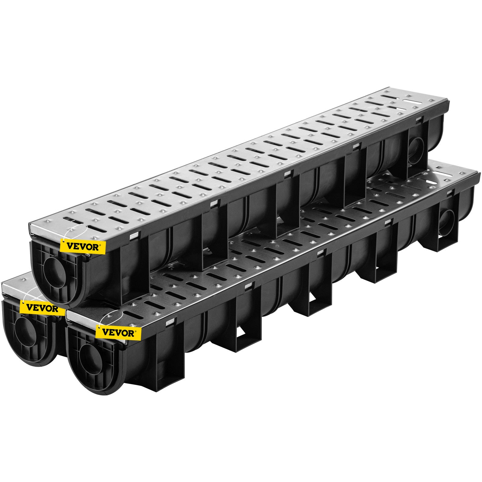 VEVOR Drainage Trench Driveway Channel Drain Kit Metal Grate-5.8"x5.2"-3 Pack
