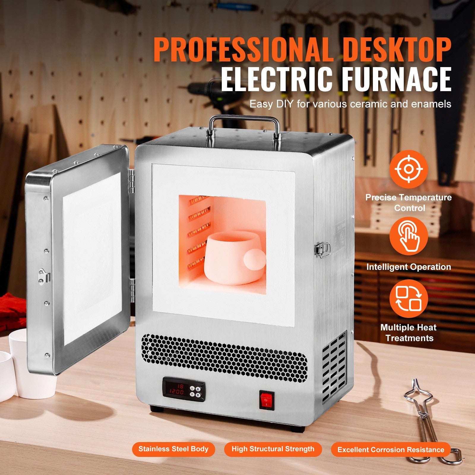 Tabletop Kiln Melter 1500W Electric Melting Furnace for Wax Casting Metal