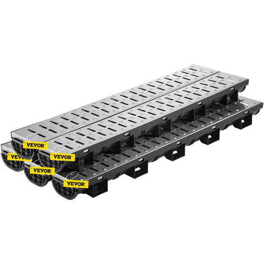Drainage Trench Driveway Channel Drain Kit Metal Grate-5.8"x3.1"-5 Pack