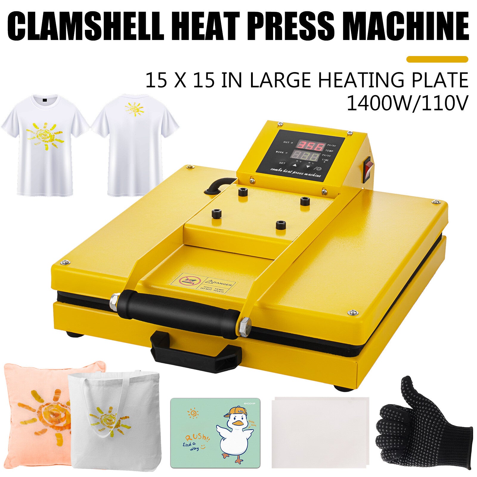 15"X15" DIY Digital Clamshell T-shirt Heat Press Machine Sublimation Transfer