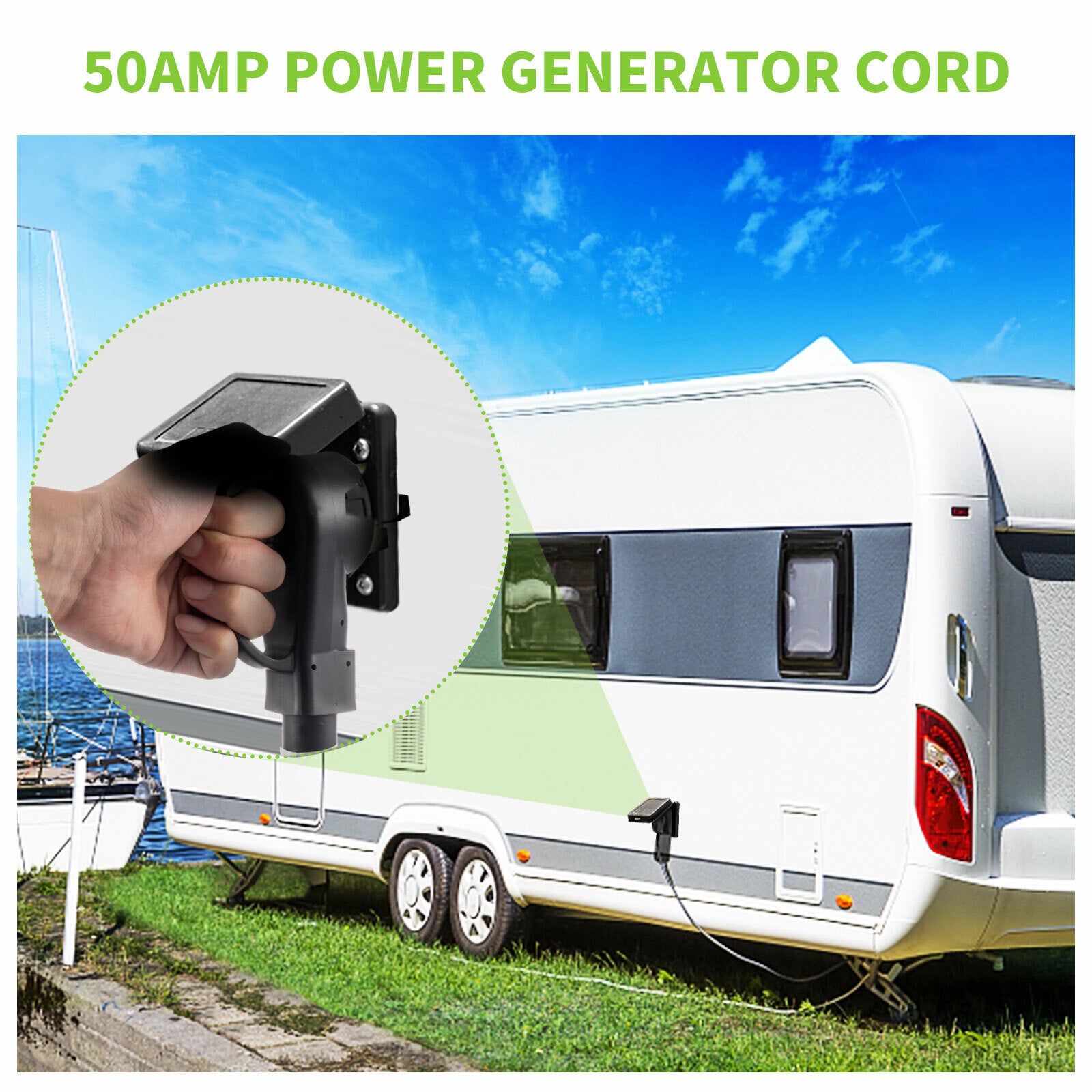 50 Amp 25FT Generator Power Cord and Waterproof Power Inlet Box 14-50P to CS6364