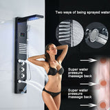 LED Shower Panel Tower Massage System Rain&Waterfall Jets Faucet Stainless Steel