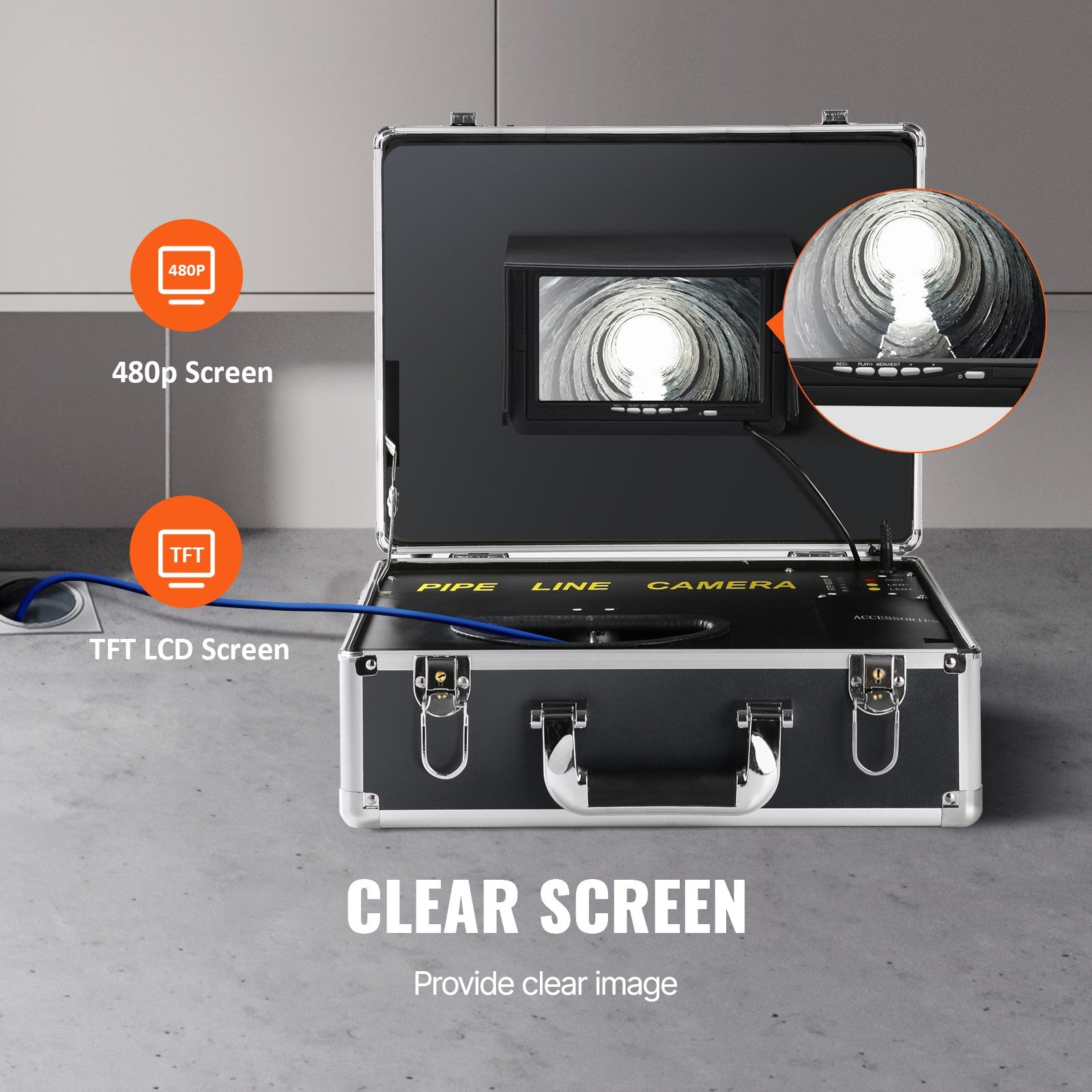 Uimoso 30m/100ft 7" Sewer Camera Pipe Inspection Camera 1000TVL 512Hz Locator
