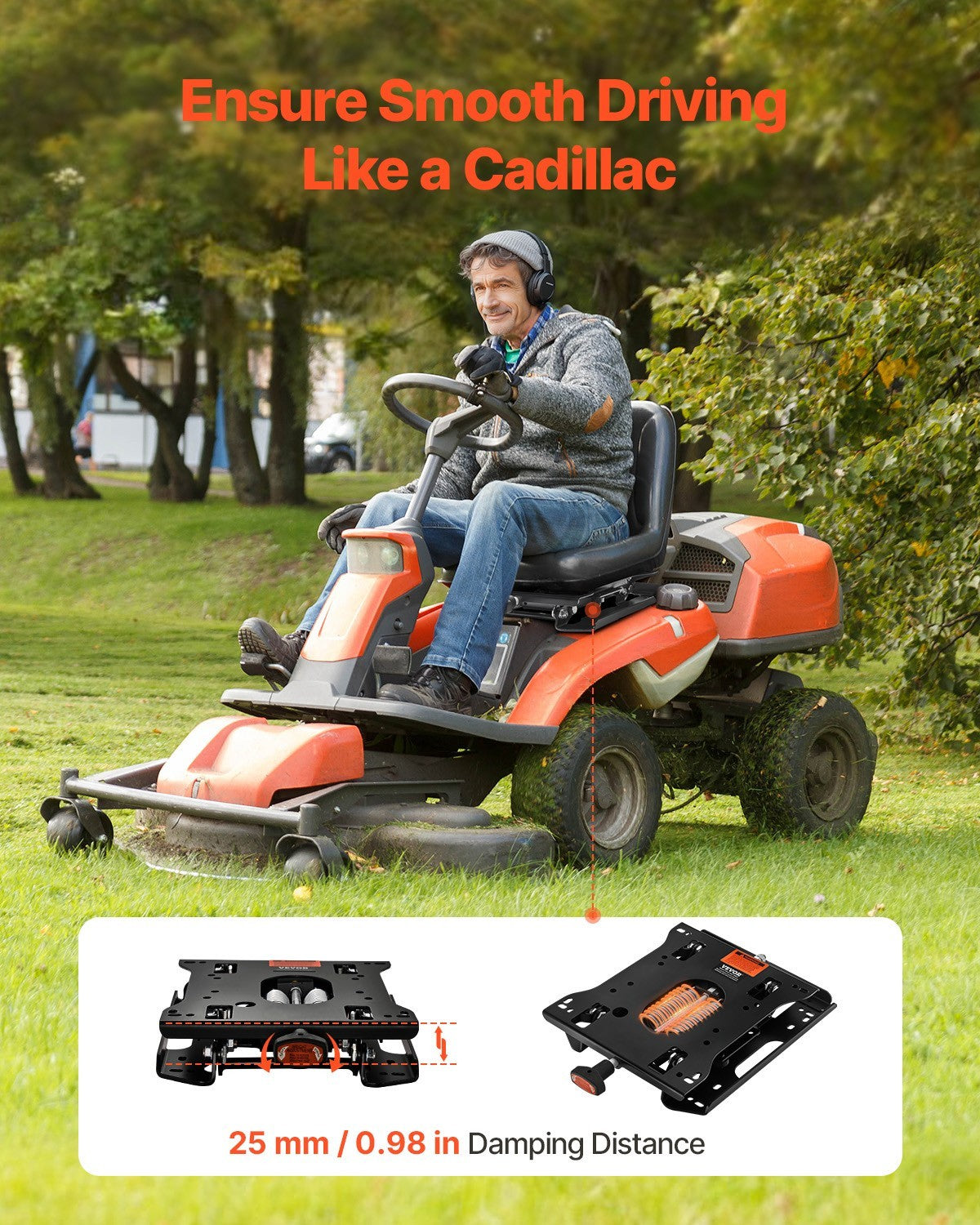 VEVOR Universal Seat Suspension Kit for Lawn Mower Skid Steer Forklift Tractor