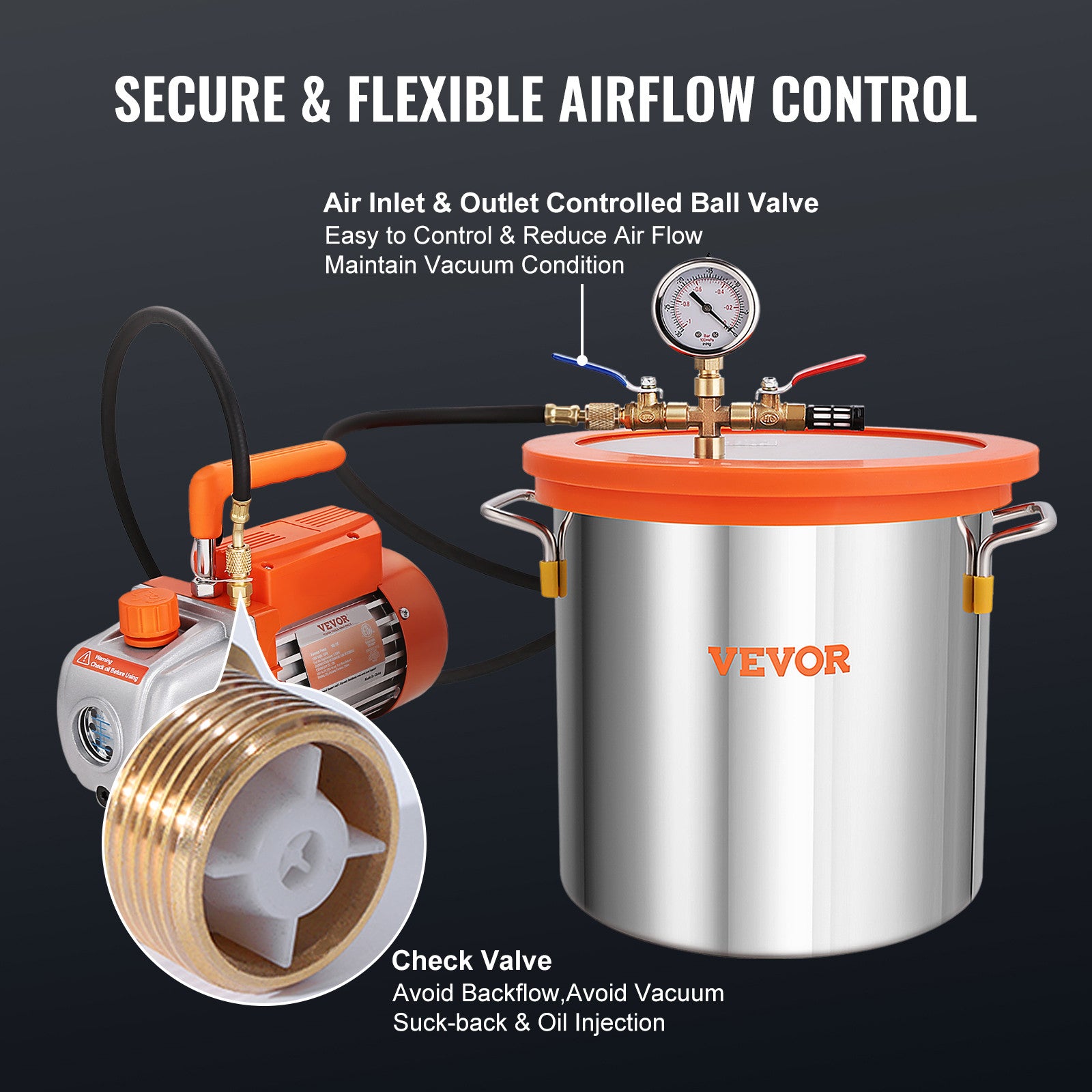 VEVOR 5 Gallon Vacuum Chamber and 3.5CFM Single Stage Pump Degassing Chamber Kit