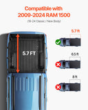 VEVOR Tri-Fold Truck Bed Tonneau Cover, Compatible with 2009-2024 Ram 1500 (19-2