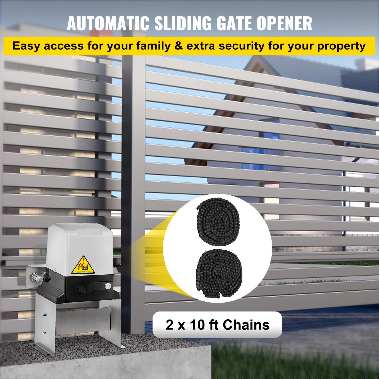 1400Lbs Automatic Sliding Gate Opener Electric Door Operator w/ 2 Remotes