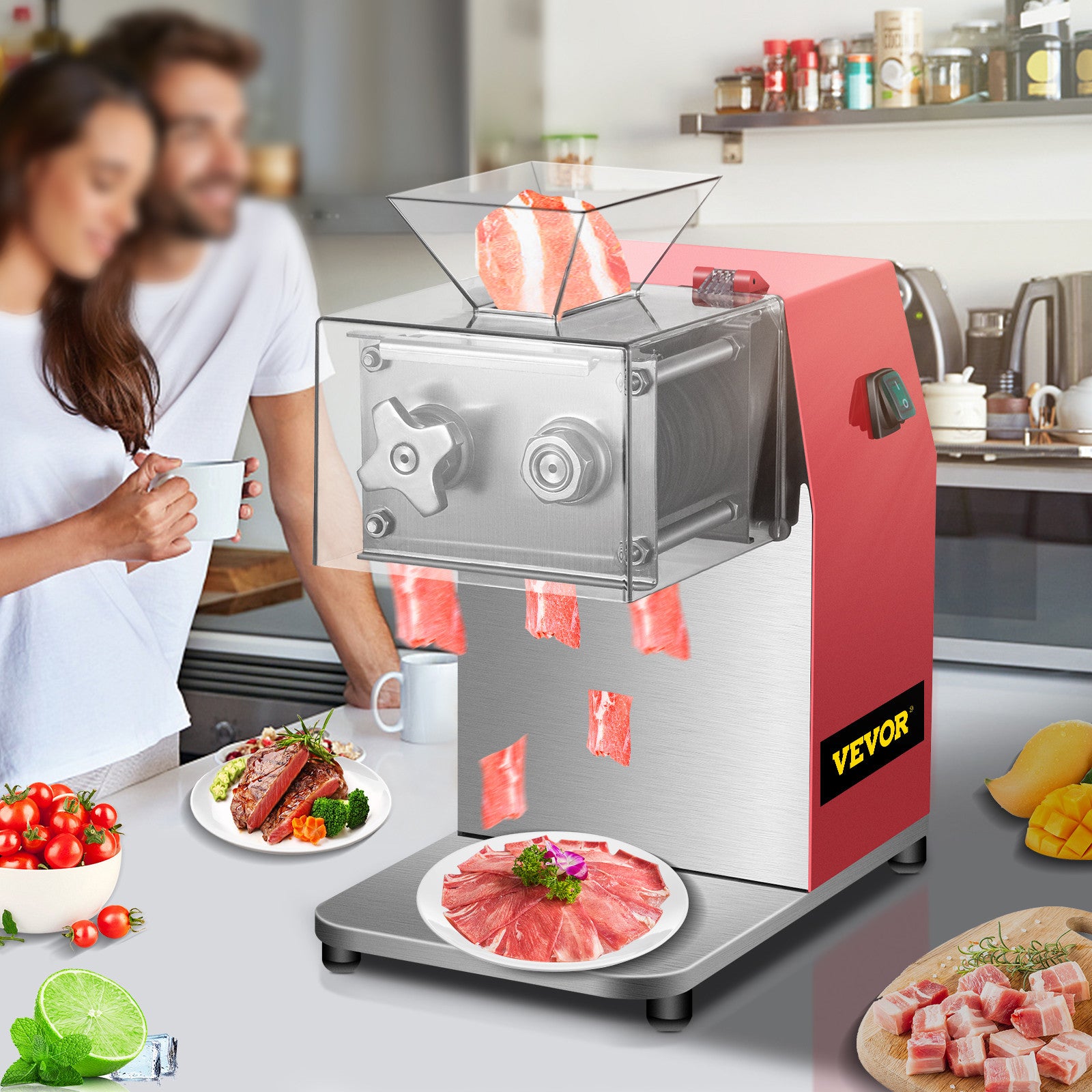 VEVOR Commercial Meat Cutter Slicer Meat Shredding Machine 551 Lbs/H 850W 3.5mm